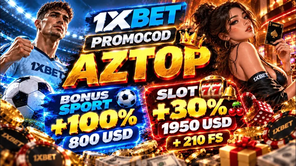 1xbet promo 2026 unlocks a 100% sports bonus, 30% slot boost and 210 free spins with code AZTOP